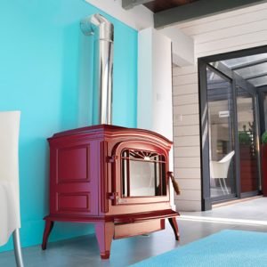 Poêle à bois – Emaillé rouge