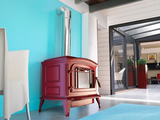 Poêle à bois – Emaillé rouge