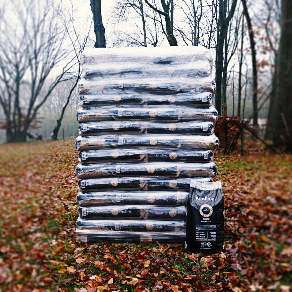 PELLETS KINDLING CHASE – 100% bois résineux 72 sacs