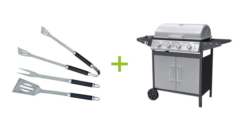 Bibin - Barbecue à gaz 4 bruleurs avec ustensiles offerts – Image 8
