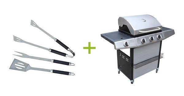 Barbecue à gaz et plancha 3 + 1 brûleurs avec ustensiles FAUSTO – Image 6