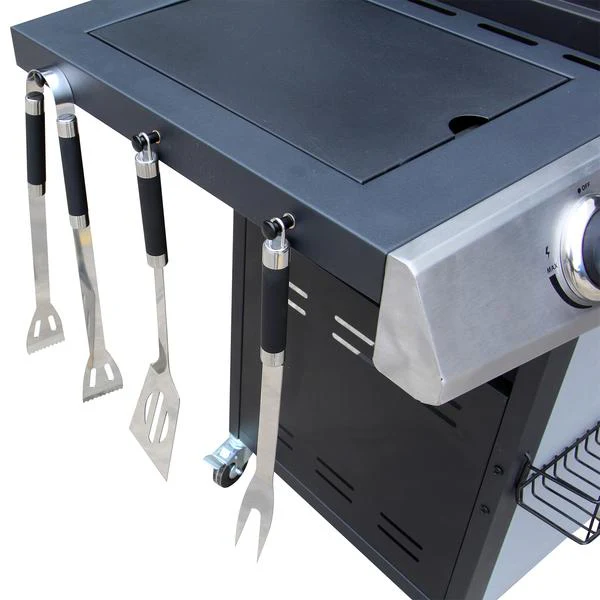 Barbecue à gaz et plancha 3 + 1 brûleurs avec ustensiles FAUSTO – Image 2