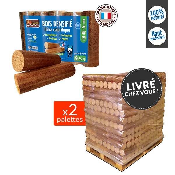 Bois densifié WOODSTOCK “QP” – 2 Palettes de 104 packs de 9.65 kg