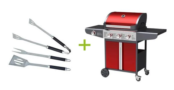 Barbecue à gaz 3 + 1 brûleurs et ustensiles NEVES – Image 2