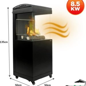 Chauffe-terrasse – Foyer extérieur à gaz – debout 9Kw – couvercle inclus