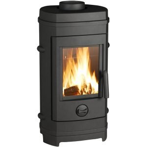 Poêle à bois en fonte « Remilly » – 80 x 43.6 x 36.3 cm – 4,5 à 10,5 kW – Anthracite
