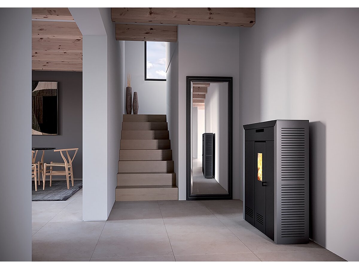 Poêle à granulés « Daglan Slim 8  » – 103,5 x 93 x 28 cm – 9 kW – Gris