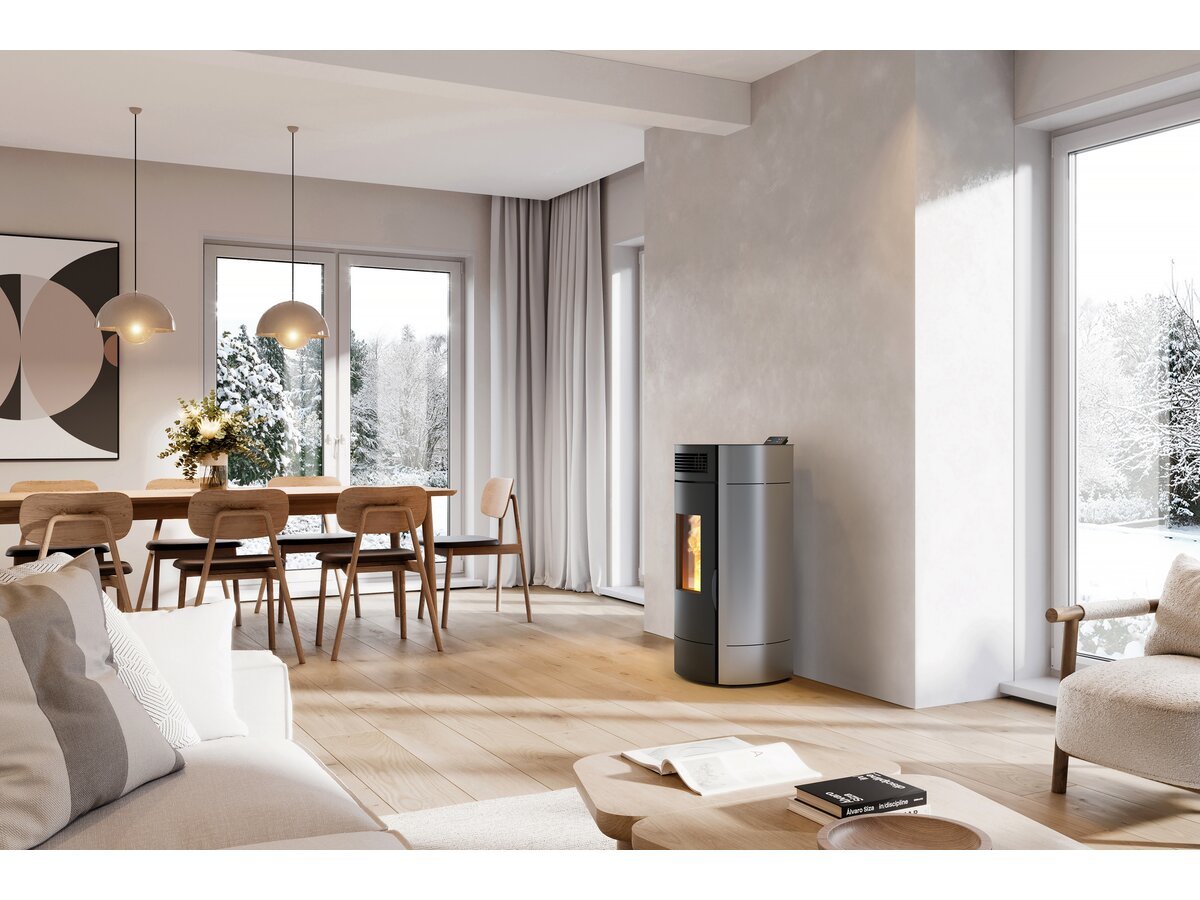 Poêle à Granulés "Lodi 8 " étanche - 3,1 à 8 kW - Wifi - Gris – Image 2